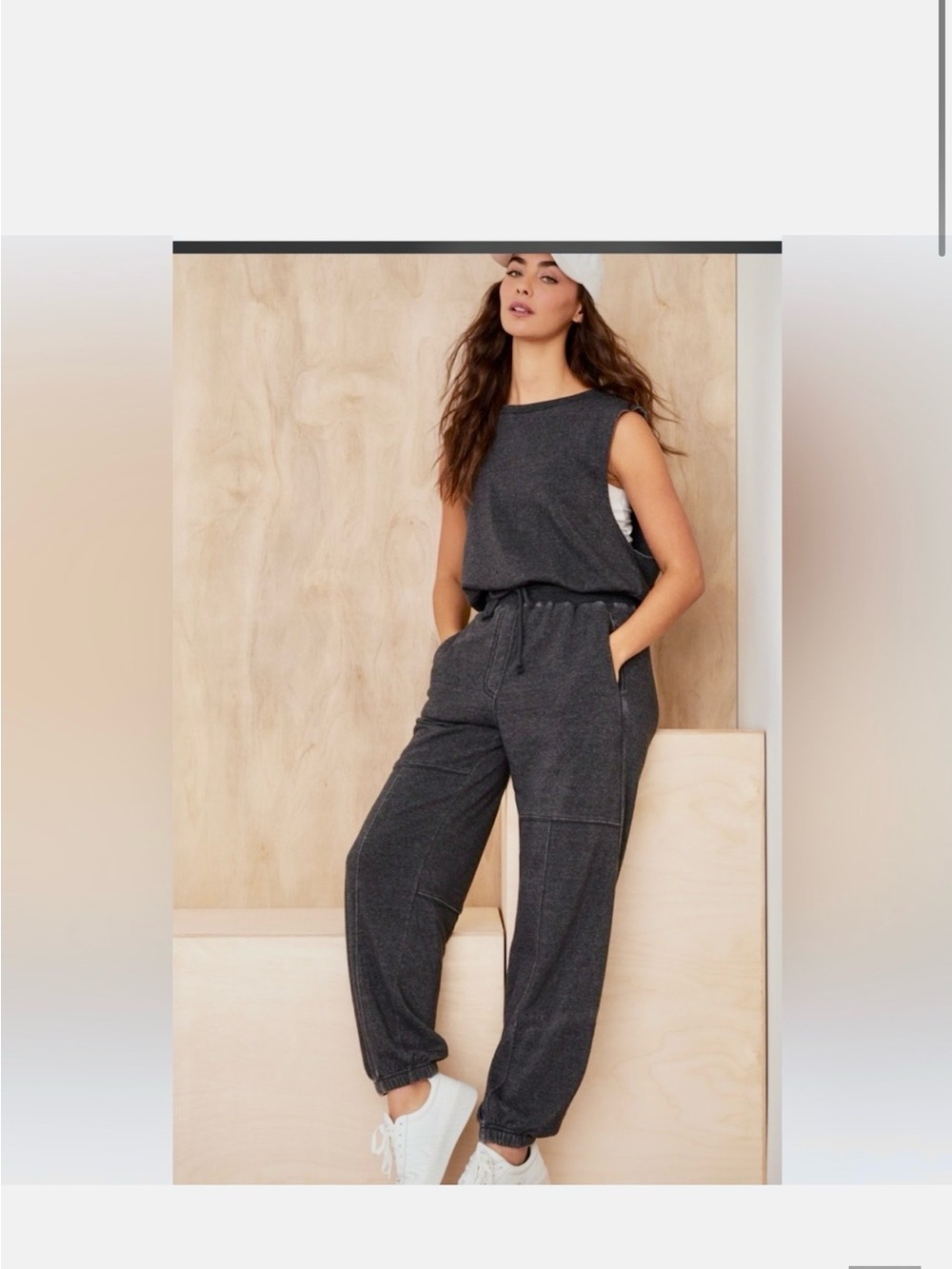 As Revival Sleeveless Dark Gray Drawstring Waist Jumpsuit size Small NWT